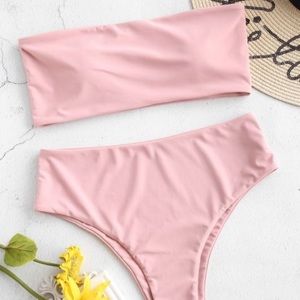 NWT Zaful High Waisted  Bandeau Bikini Set